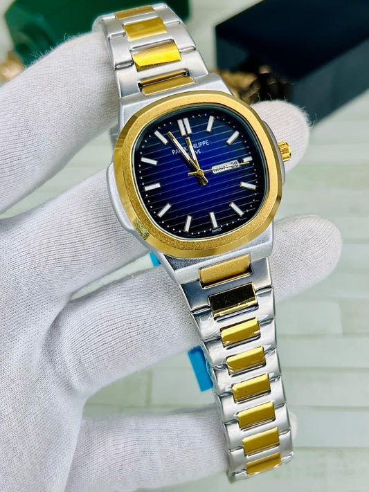 Patek Philippe Nautilus Style Watch – Two-Tone Gold Silver Blue Dial