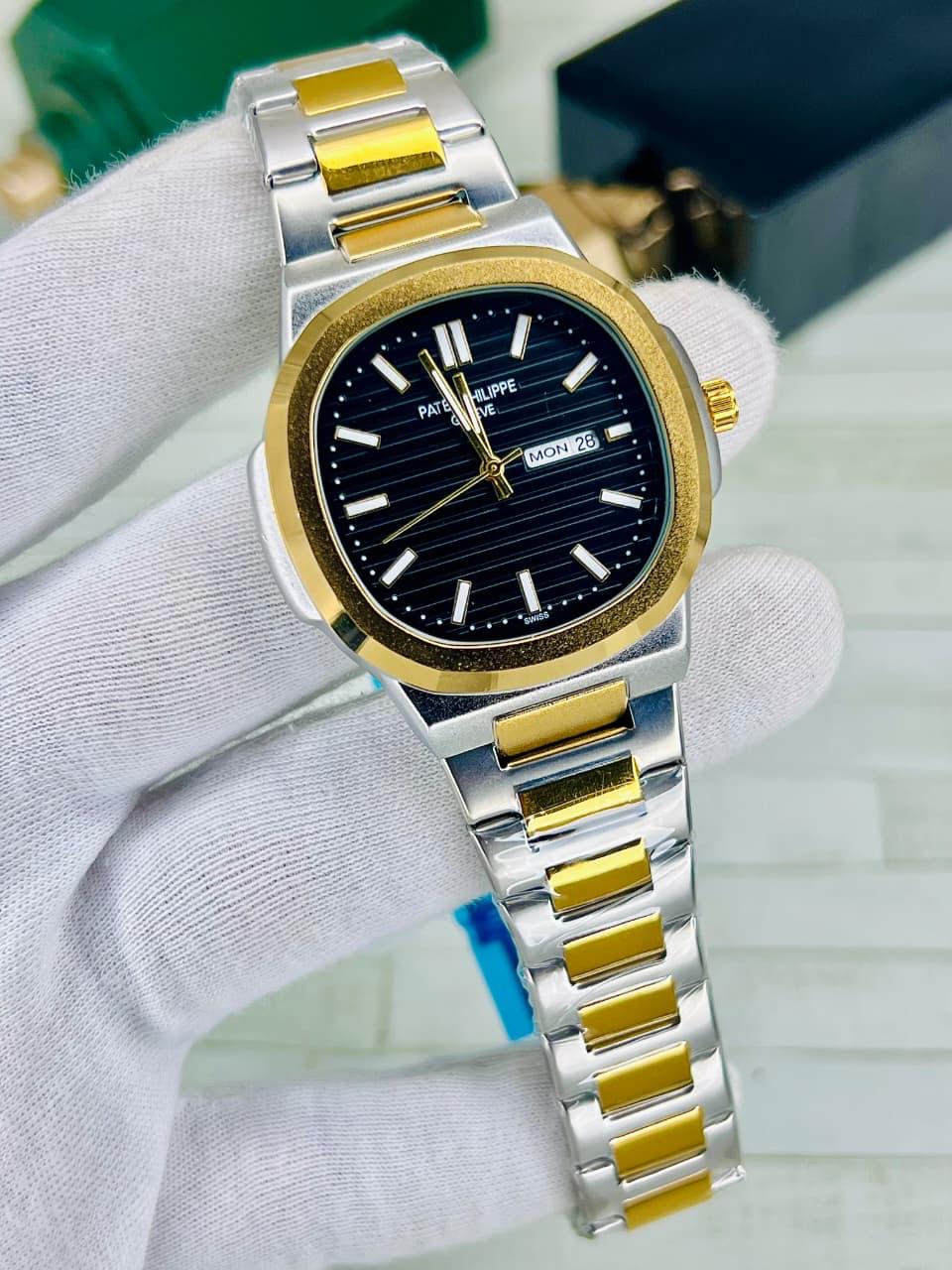 Patek Philippe Nautilus Style Watch – Two-Tone Gold Silver Blue Dial