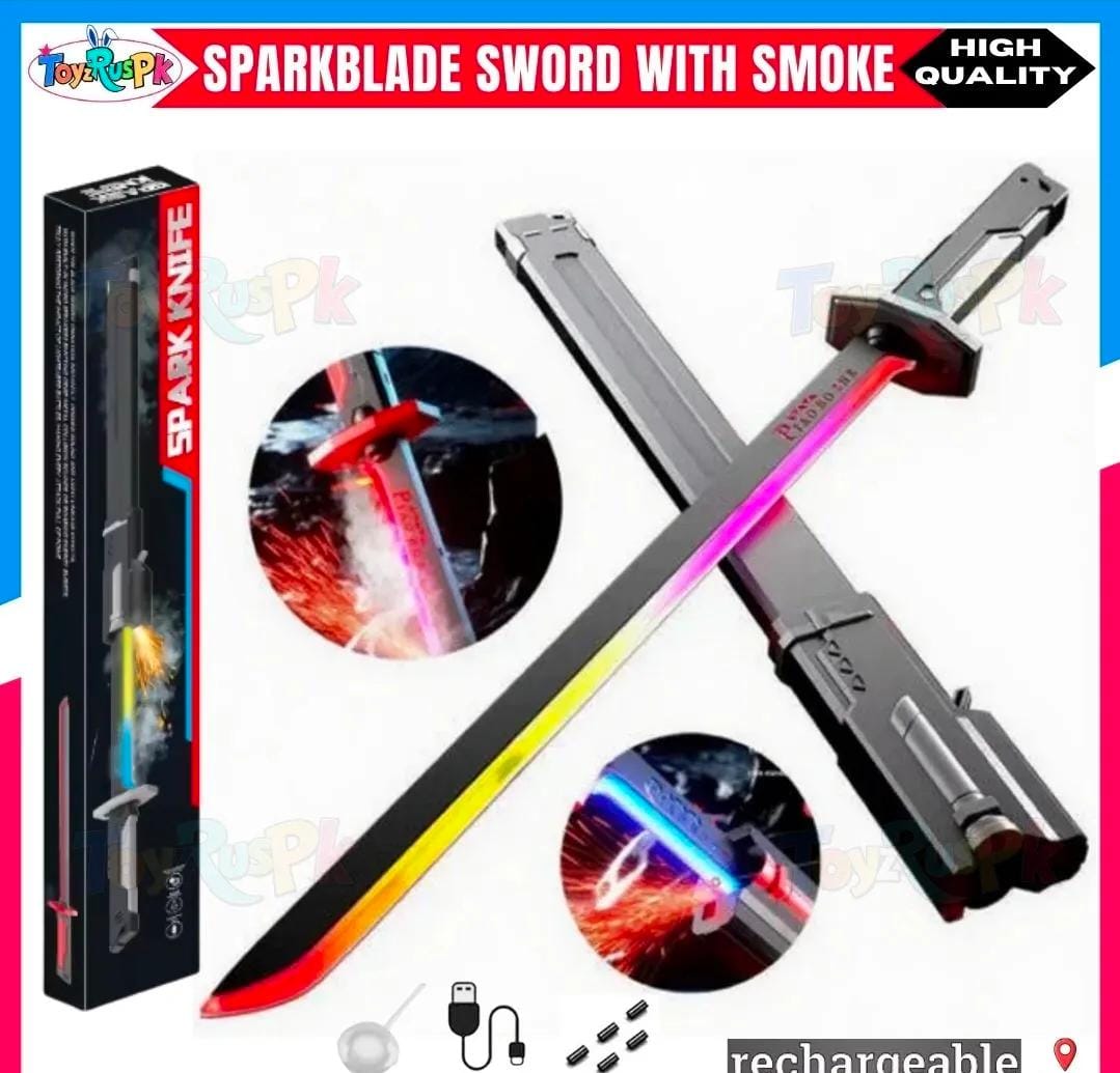 ⚔️ LED Sword with Smoke & Spark Effects – 7 Color Light Blade Anime Inspired Cosplay Katana with Sound Effects for Roleplay, Halloween, Parties, Collectors & Display ⚔️
