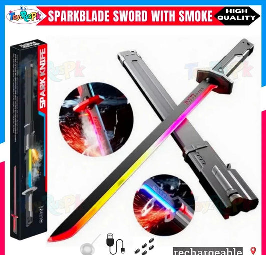 ⚔️ LED Sword with Smoke & Spark Effects – 7 Color Light Blade Anime Inspired Cosplay Katana with Sound Effects for Roleplay, Halloween, Parties, Collectors & Display ⚔️