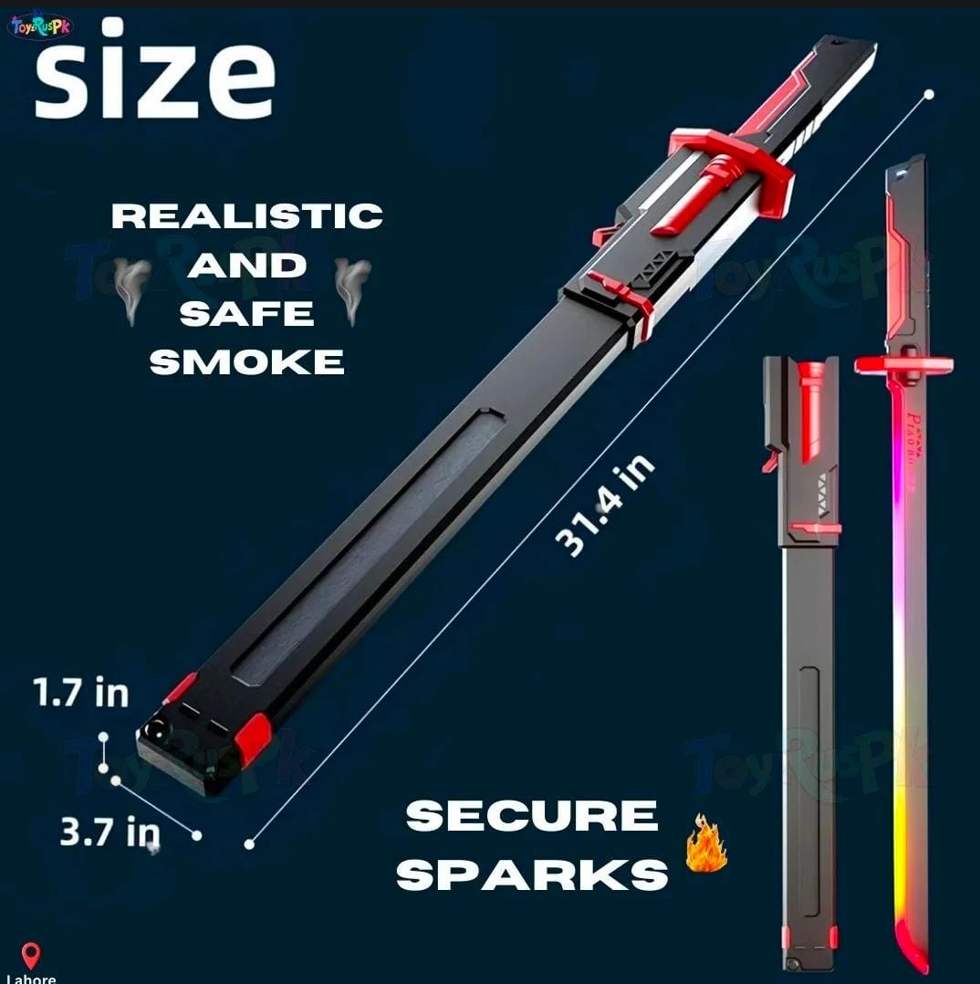 ⚔️ LED Sword with Smoke & Spark Effects – 7 Color Light Blade Anime Inspired Cosplay Katana with Sound Effects for Roleplay, Halloween, Parties, Collectors & Display ⚔️