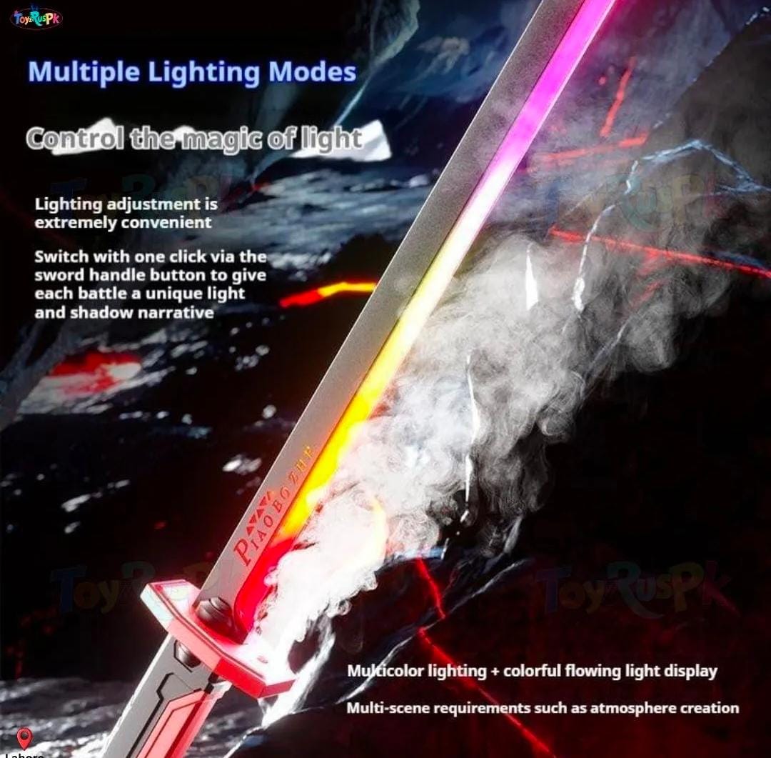 ⚔️ LED Sword with Smoke & Spark Effects – 7 Color Light Blade Anime Inspired Cosplay Katana with Sound Effects for Roleplay, Halloween, Parties, Collectors & Display ⚔️