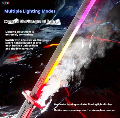 ⚔️ LED Sword with Smoke & Spark Effects – 7 Color Light Blade Anime Inspired Cosplay Katana with Sound Effects for Roleplay, Halloween, Parties, Collectors & Display ⚔️