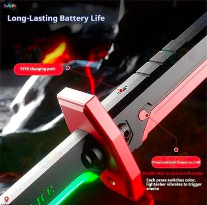 ⚔️ LED Sword with Smoke & Spark Effects – 7 Color Light Blade Anime Inspired Cosplay Katana with Sound Effects for Roleplay, Halloween, Parties, Collectors & Display ⚔️