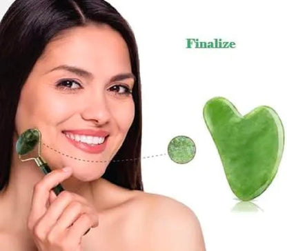 Face Stone Jade Roller Massager with Gua Sha Stone And Ice Roller Multicolour Set Faceck Body Ice Cubial Roller 100% Natural Stone Jade Roller For Skin Eye Ne