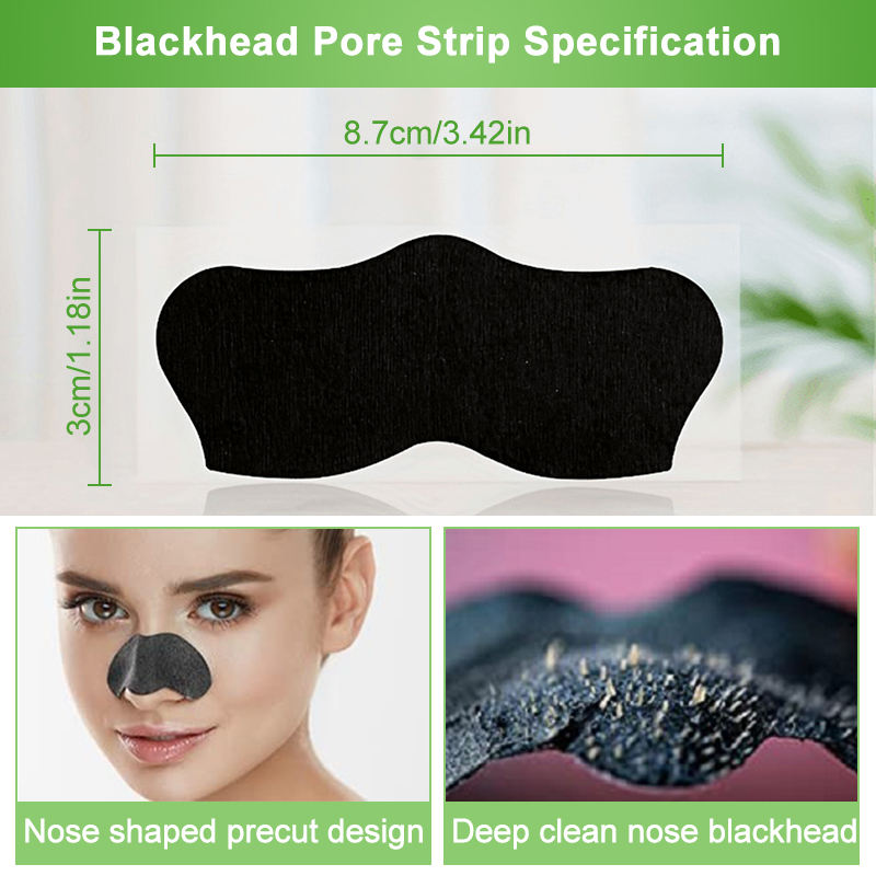Sadoer 10 pcs Bamboo Charcoal Nose Strip Cleansing Pore Strips Peel Off Nose Sticker Mask Blackhead Remover Nose Strip Black Head Removal Nose Mask