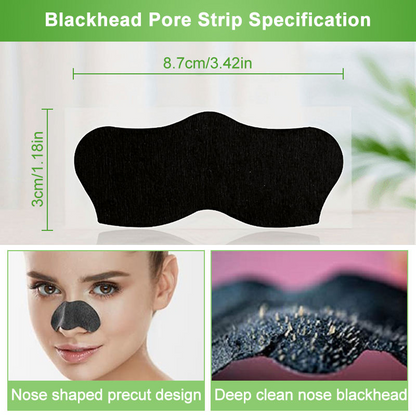 Sadoer 10 pcs Bamboo Charcoal Nose Strip Cleansing Pore Strips Peel Off Nose Sticker Mask Blackhead Remover Nose Strip Black Head Removal Nose Mask